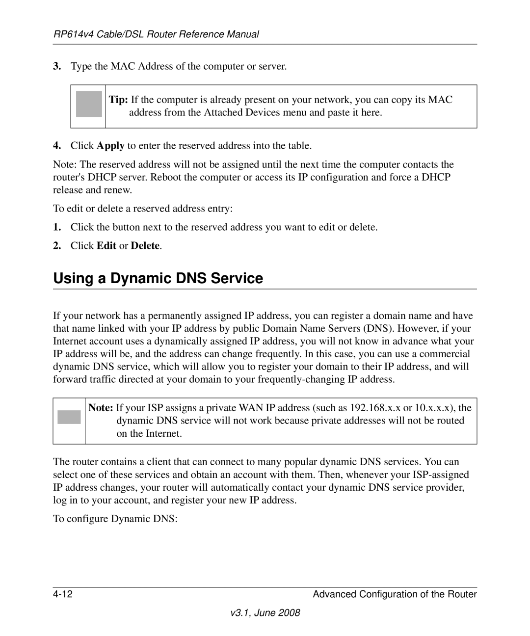 NETGEAR RP614 v4 manual Using a Dynamic DNS Service 