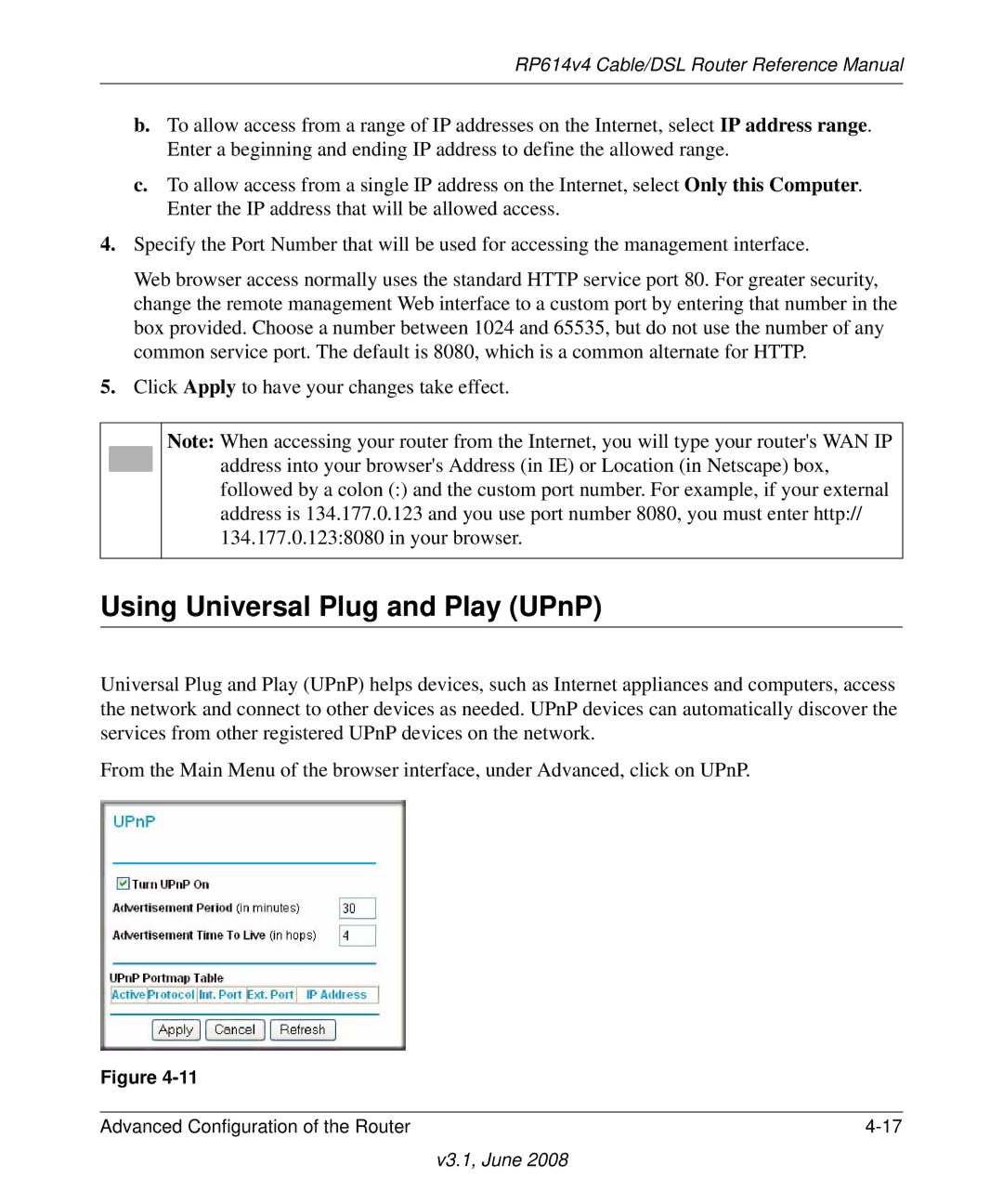 NETGEAR RP614 v4 manual Using Universal Plug and Play UPnP 