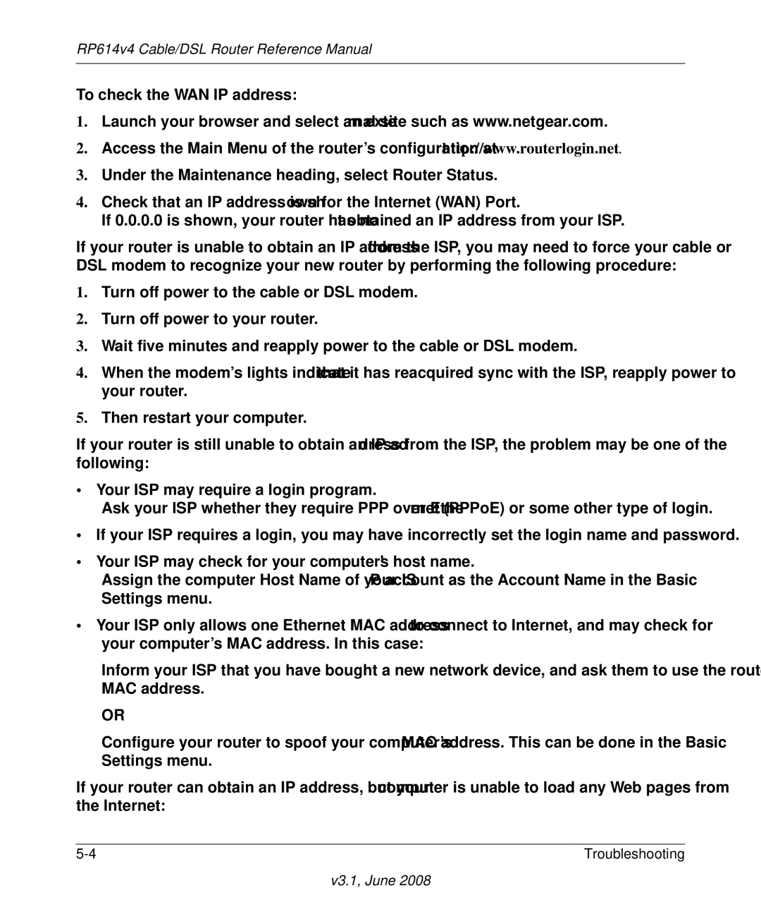 NETGEAR RP614 v4 manual RP614v4 Cable/DSL Router Reference Manual 