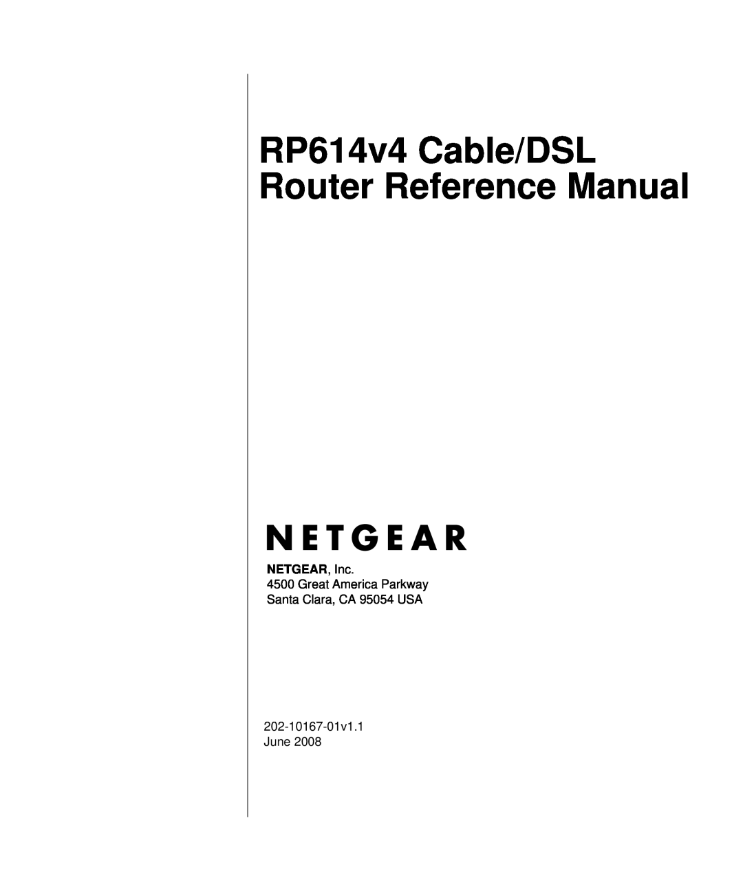 NETGEAR RP614 v4 manual RP614v4 Cable/DSL Router Reference Manual, NETGEAR, Inc 