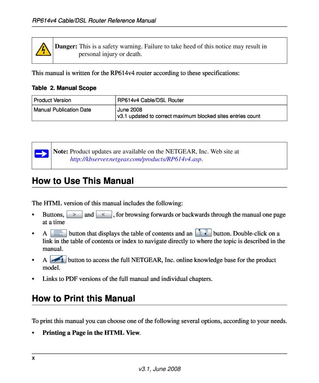 NETGEAR RP614 v4 manual How to Use This Manual, How to Print this Manual, Printing a Page in the HTML View 