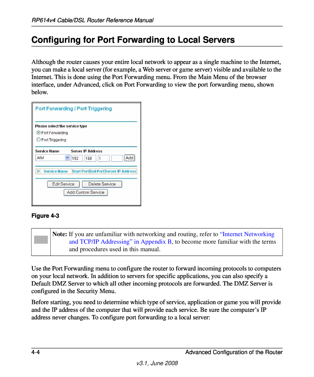 NETGEAR RP614 v4 manual Configuring for Port Forwarding to Local Servers 