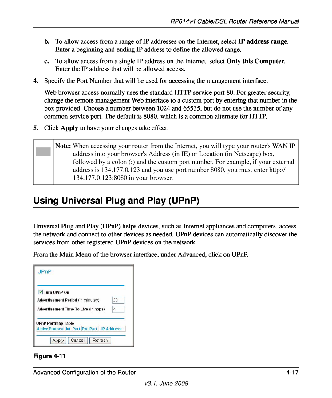 NETGEAR RP614 v4 manual Using Universal Plug and Play UPnP 
