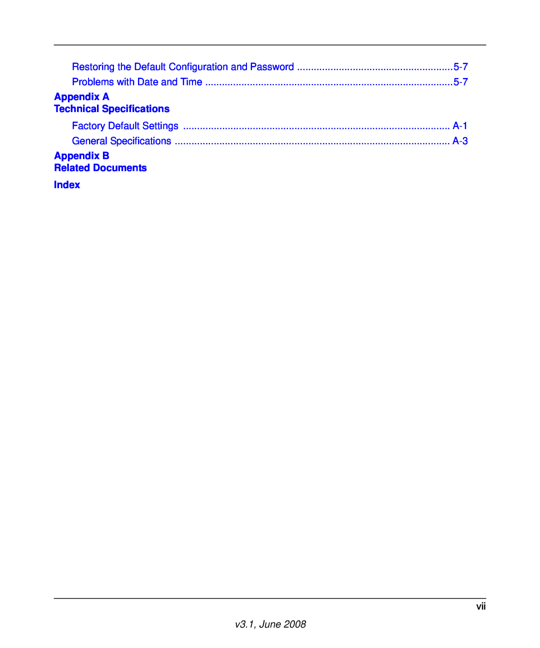 NETGEAR RP614 v4 manual Appendix A Technical Specifications, Appendix B Related Documents Index, v3.1, June 