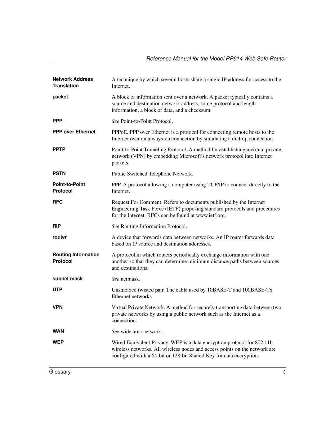 NETGEAR RP614 manual See Routing Information Protocol 