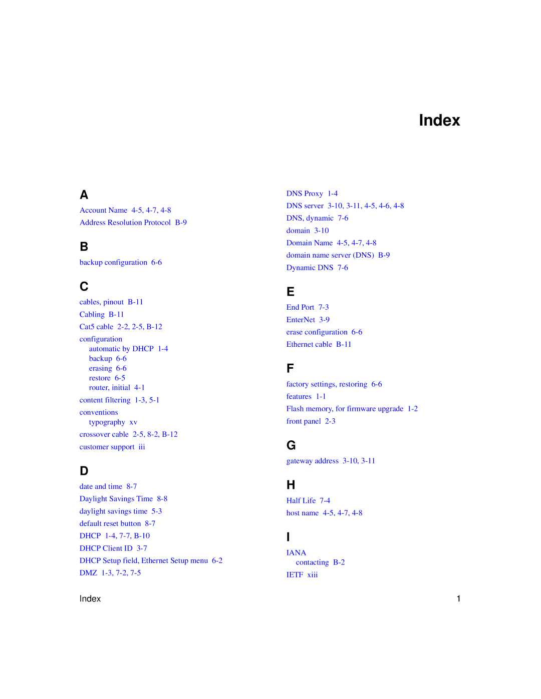 NETGEAR RP614 manual Index 