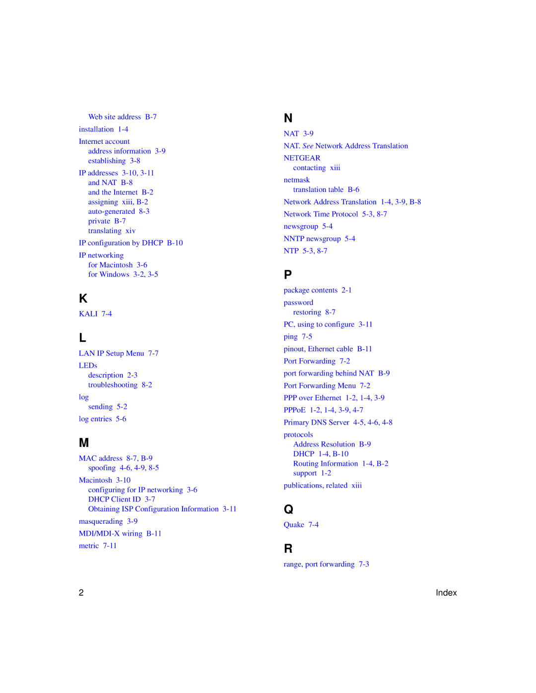 NETGEAR RP614 manual Index 