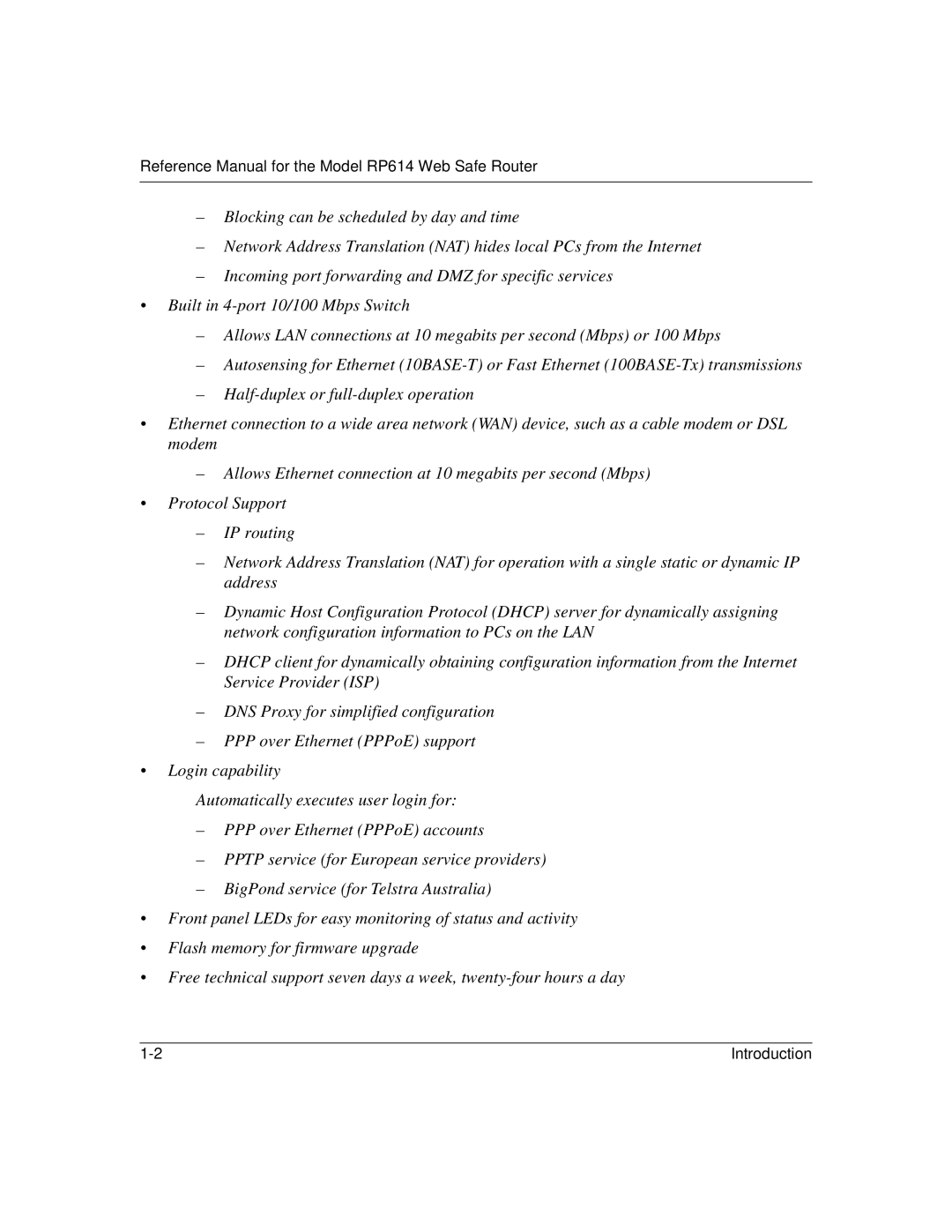 NETGEAR manual Reference Manual for the Model RP614 Web Safe Router 