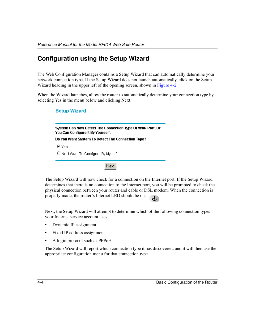 NETGEAR RP614 manual Configuration using the Setup Wizard 