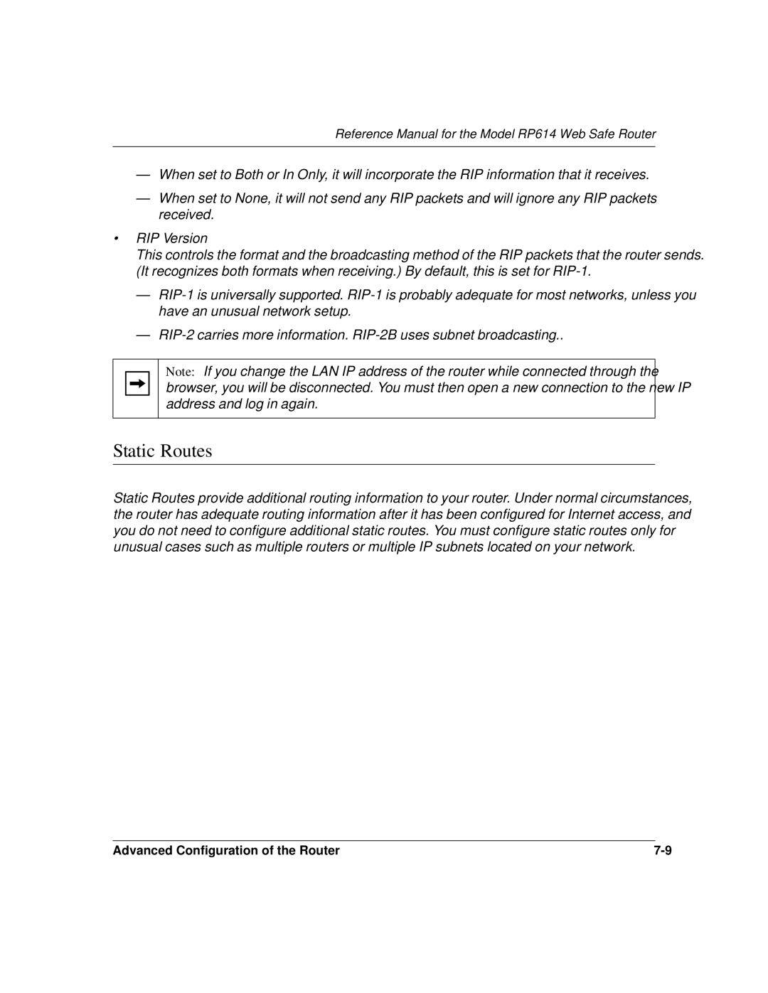 NETGEAR RP614 manual Static Routes 