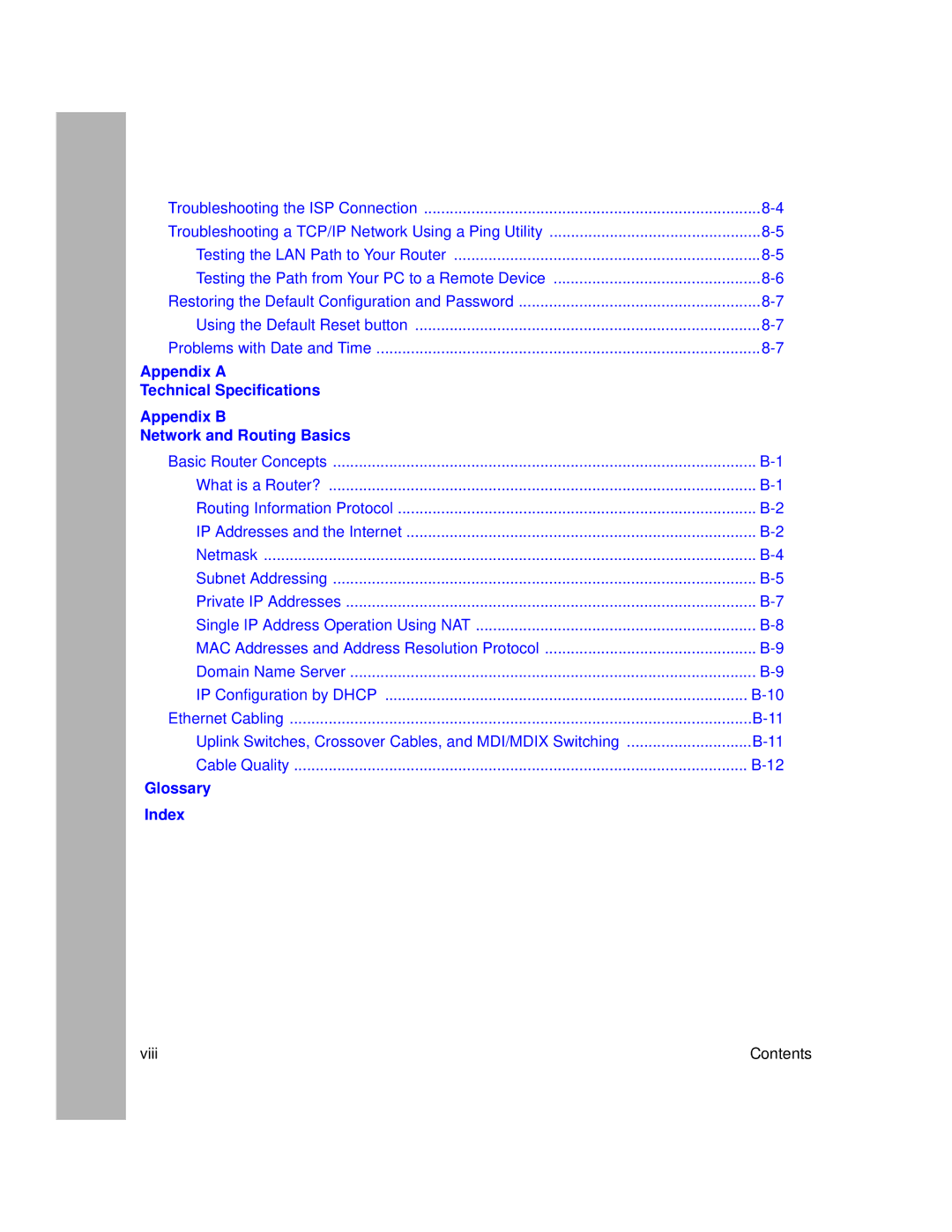 NETGEAR RP614 manual Glossary Index 