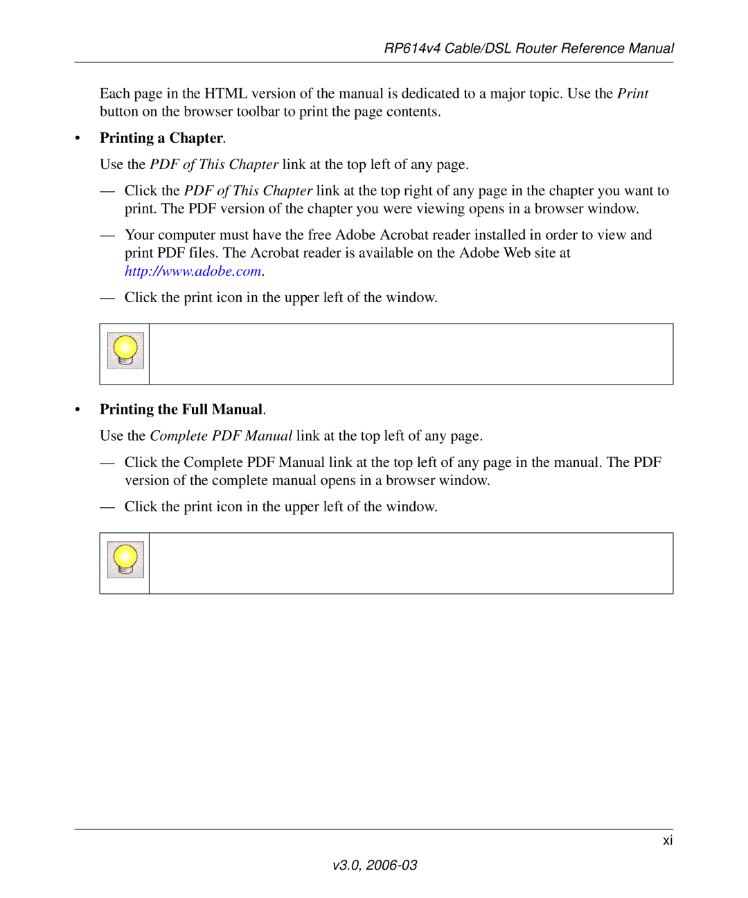 NETGEAR RP614v4 Cable/DSL Router manual Printing a Chapter 