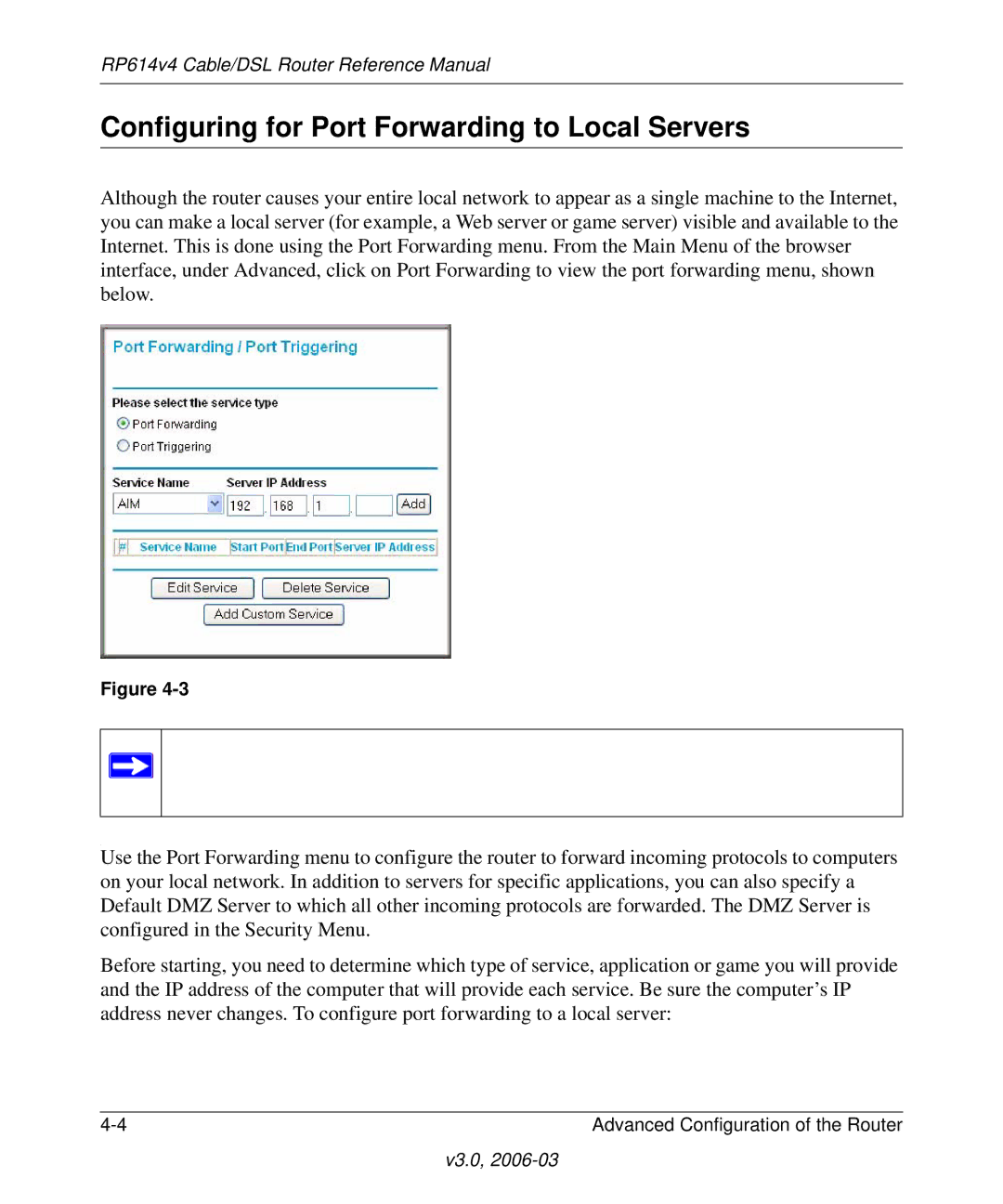 NETGEAR RP614v4 Cable/DSL Router manual Configuring for Port Forwarding to Local Servers 