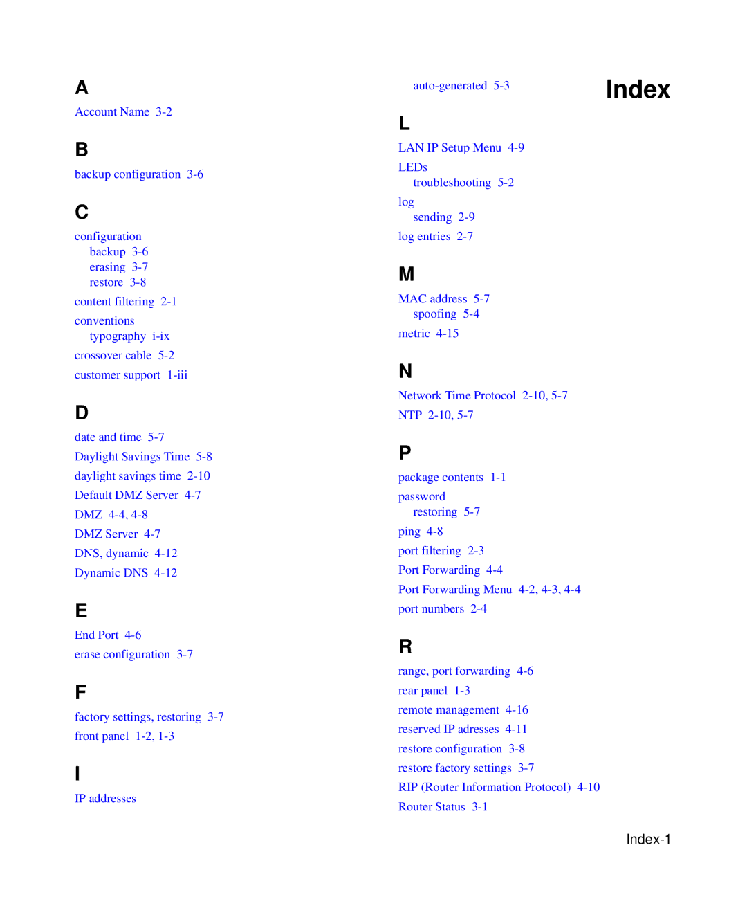 NETGEAR RP614v4 Cable/DSL Router manual Index 