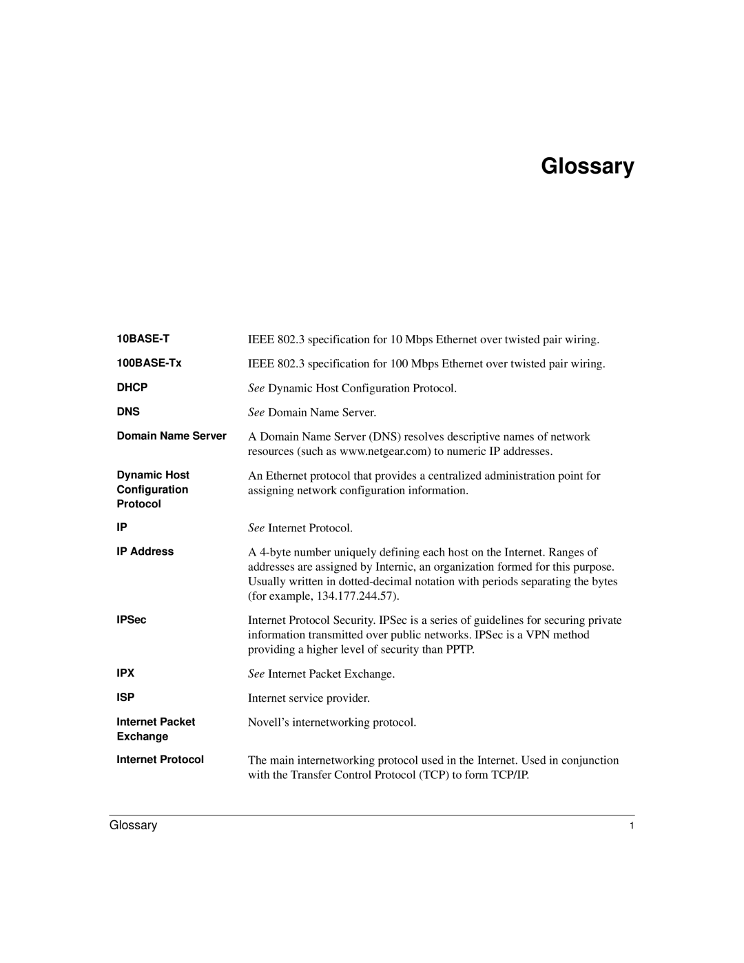 NETGEAR RT311, RT314 manual Glossary 