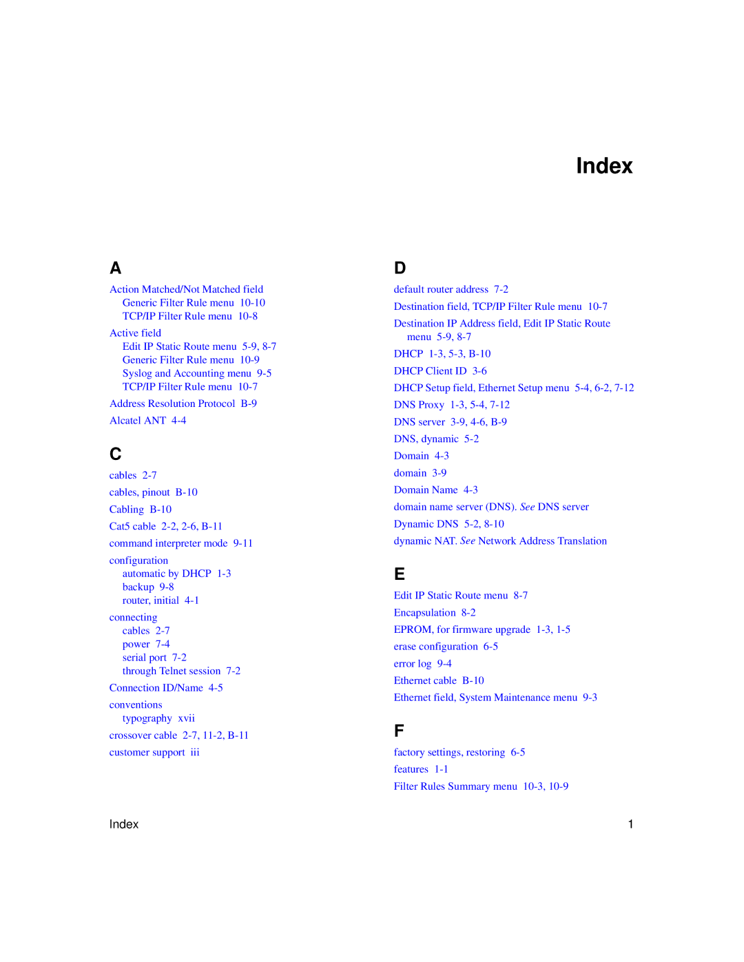 NETGEAR RT311, RT314 manual Index 