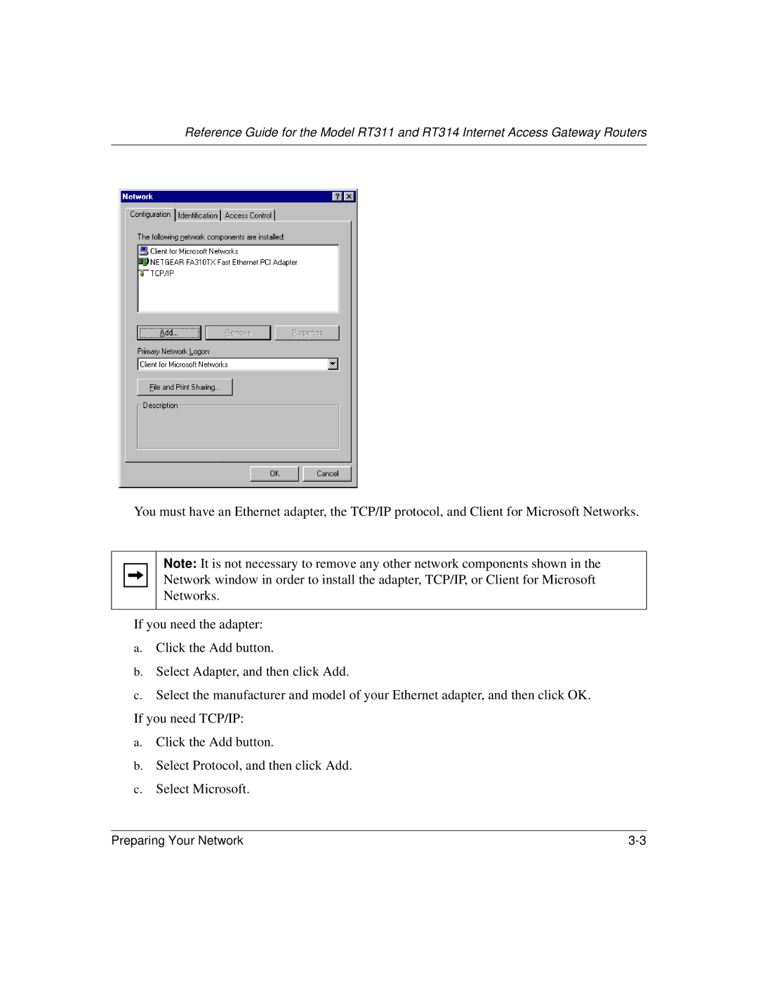 NETGEAR RT311, RT314 manual Preparing Your Network 