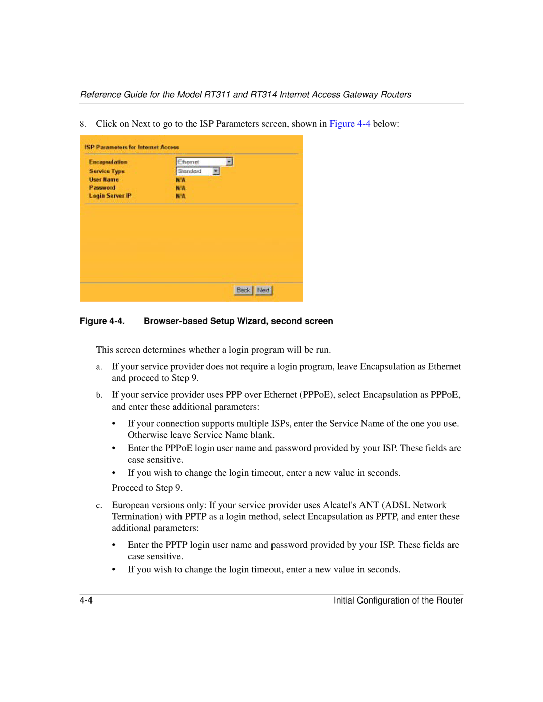 NETGEAR RT314, RT311 manual Browser-based Setup Wizard, second screen 