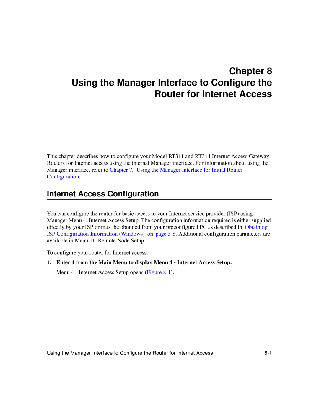 NETGEAR RT311, RT314 manual Internet Access Configuration 