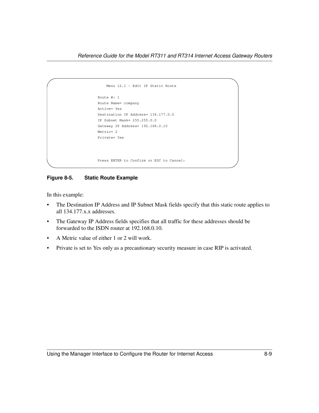 NETGEAR RT311, RT314 manual Static Route Example 