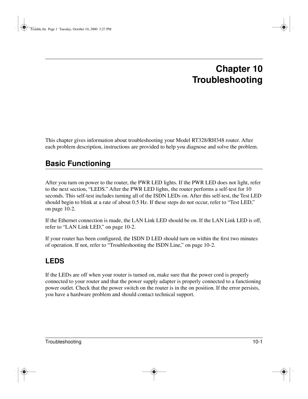 NETGEAR RT328 manual Chapter Troubleshooting, Basic Functioning 