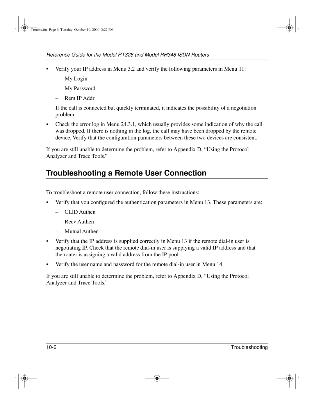 NETGEAR RT328 manual Troubleshooting a Remote User Connection 