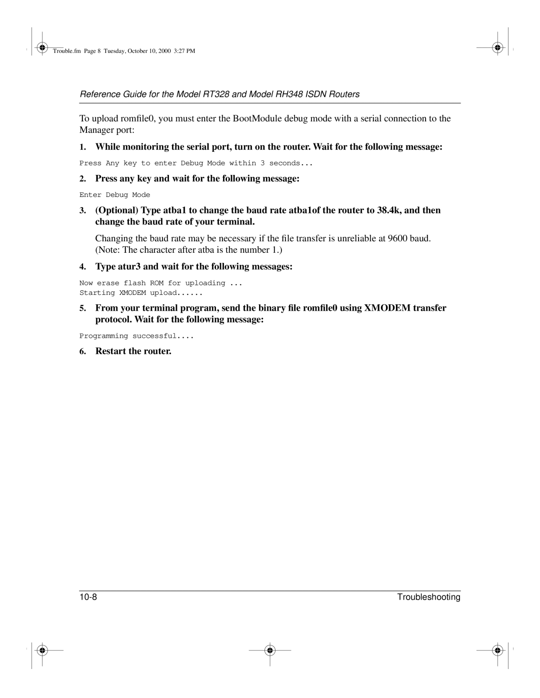 NETGEAR RT328 manual Restart the router 