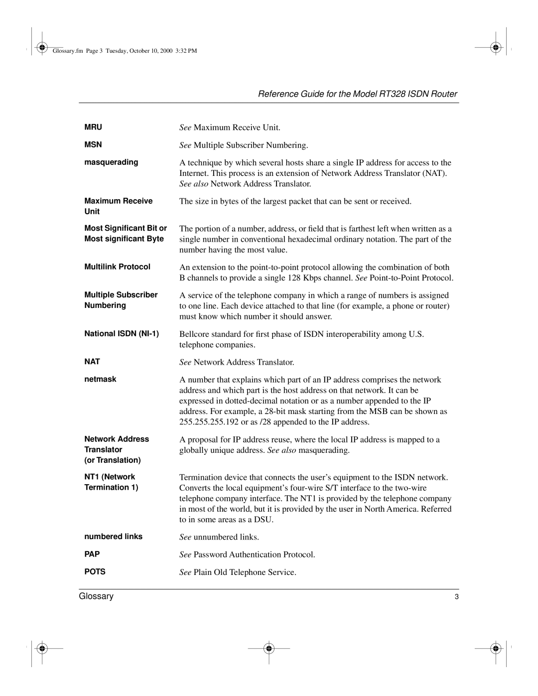 NETGEAR RT328 manual Glossary 