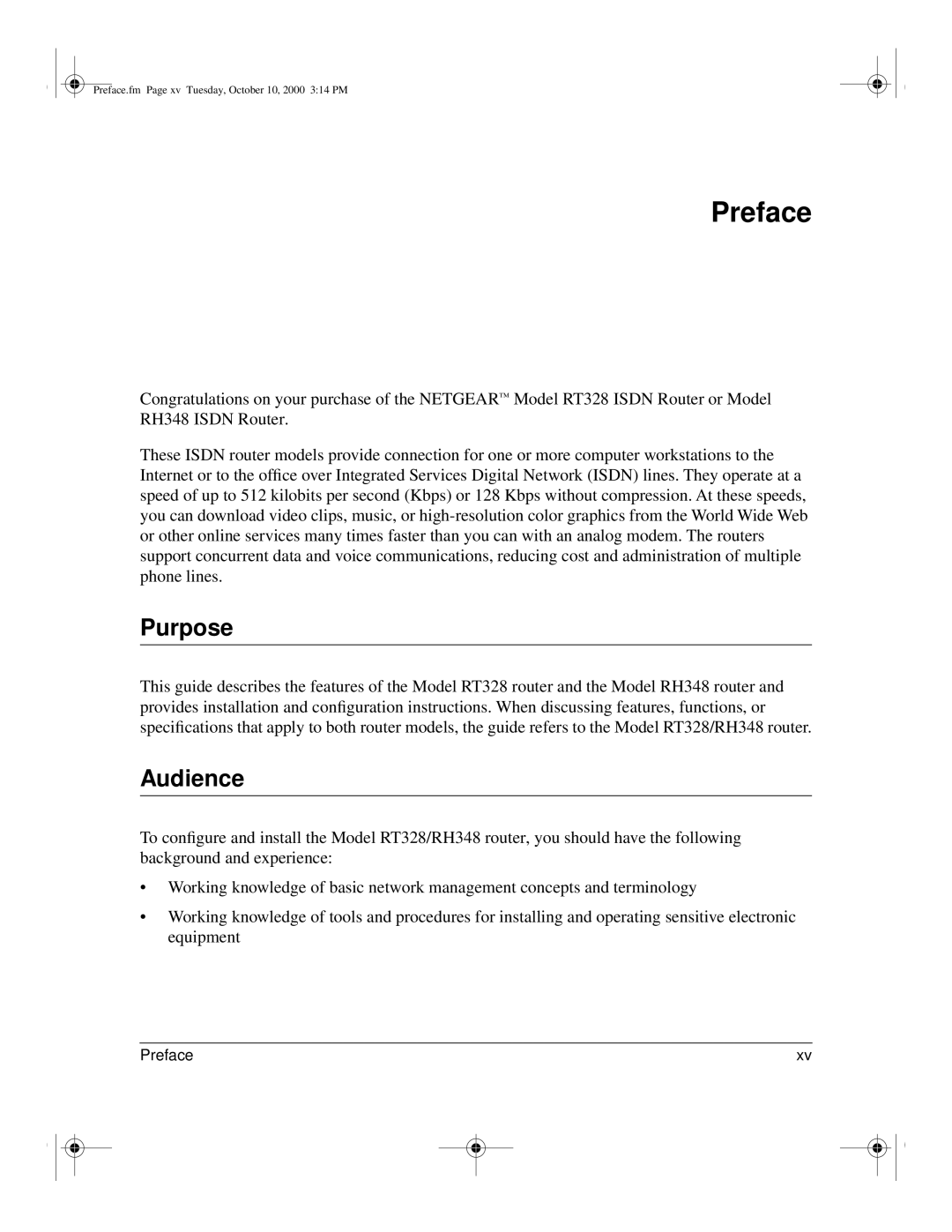 NETGEAR RT328 manual Preface, Purpose, Audience, Congratulations on your purchase of the Netgear, RH348 Isdn Router 