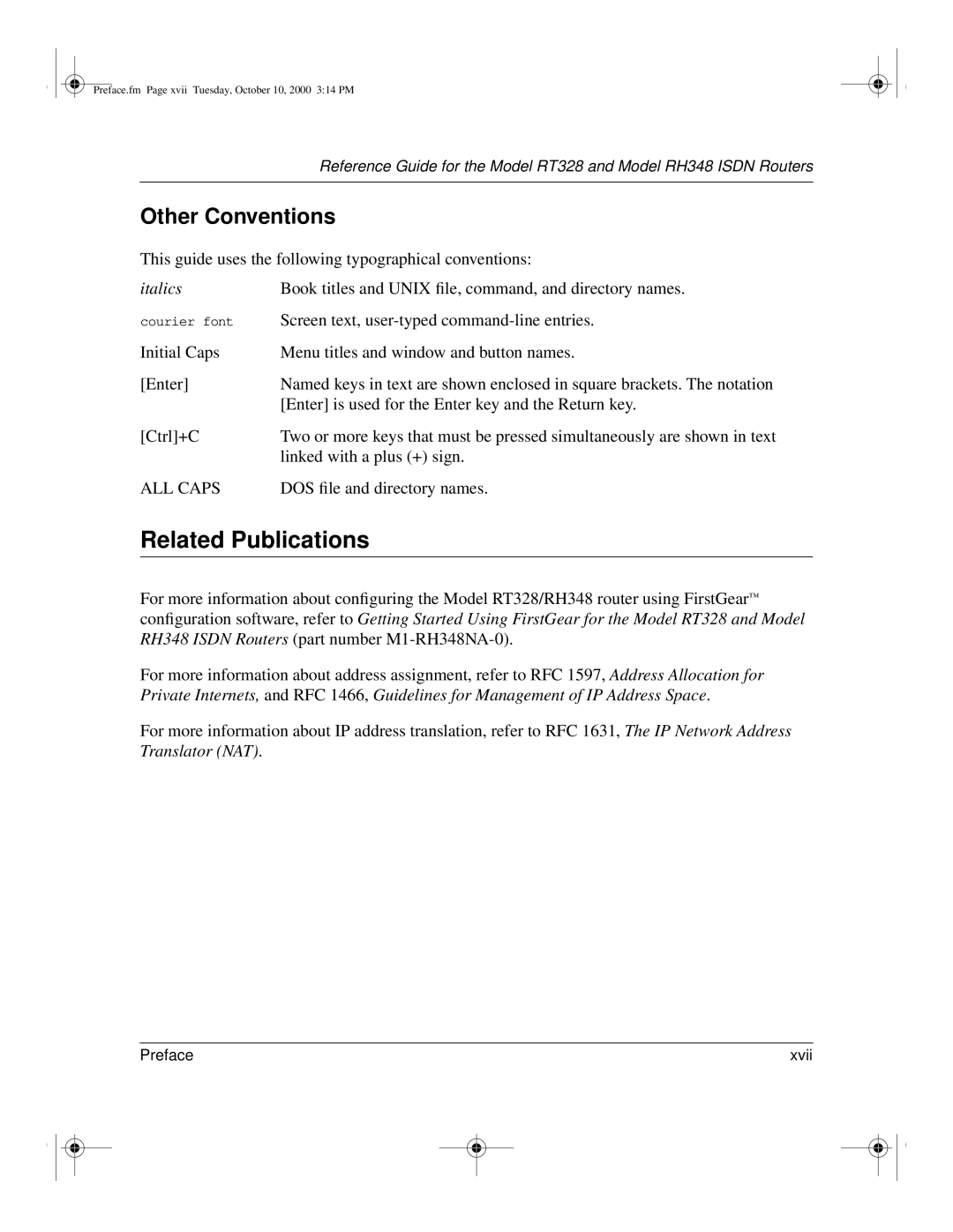 NETGEAR RT328 manual Related Publications, Other Conventions, This guide uses the following typographical conventions 