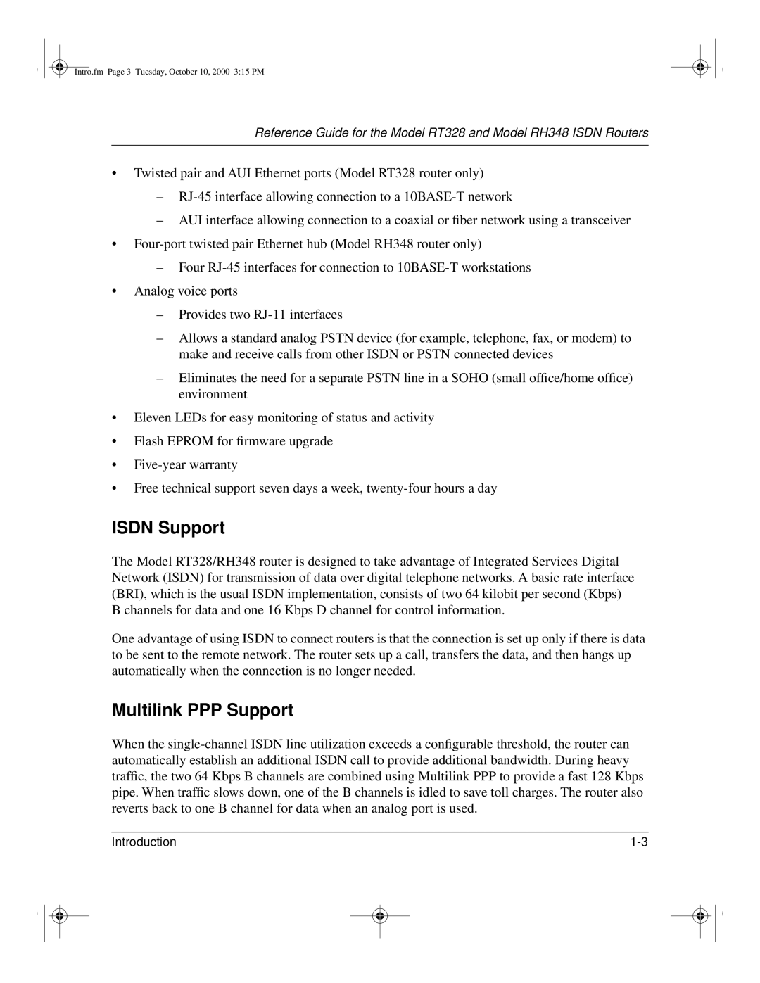 NETGEAR RT328 manual Isdn Support, Multilink PPP Support 