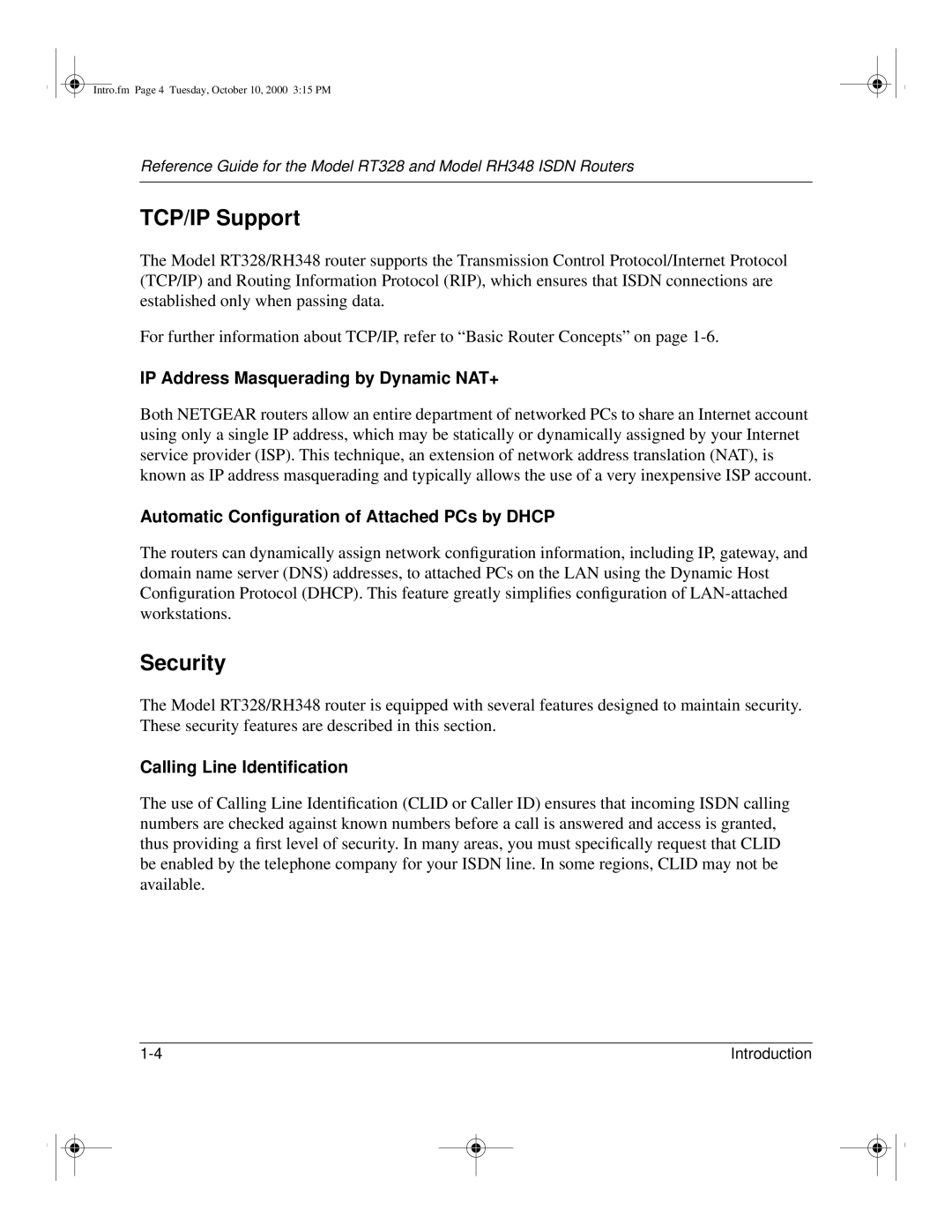 NETGEAR RT328 manual TCP/IP Support, Security 