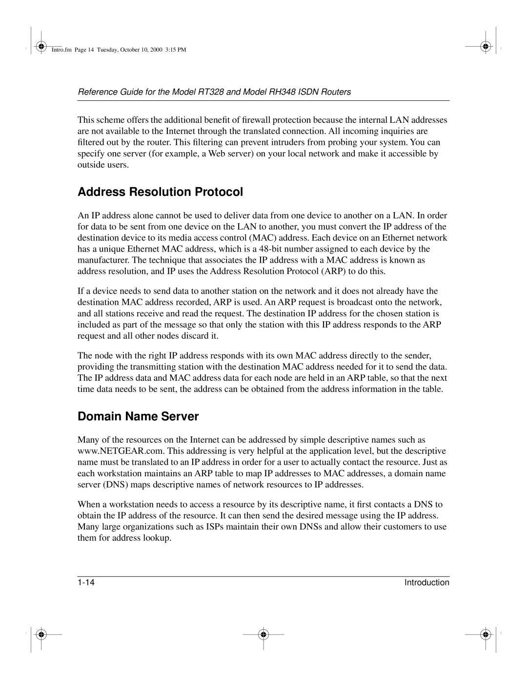 NETGEAR RT328 manual Address Resolution Protocol, Domain Name Server 