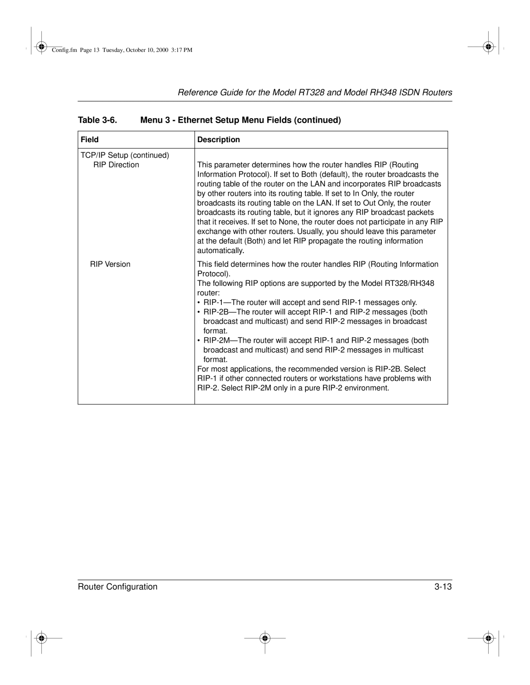 NETGEAR RT328 manual RIP Direction 