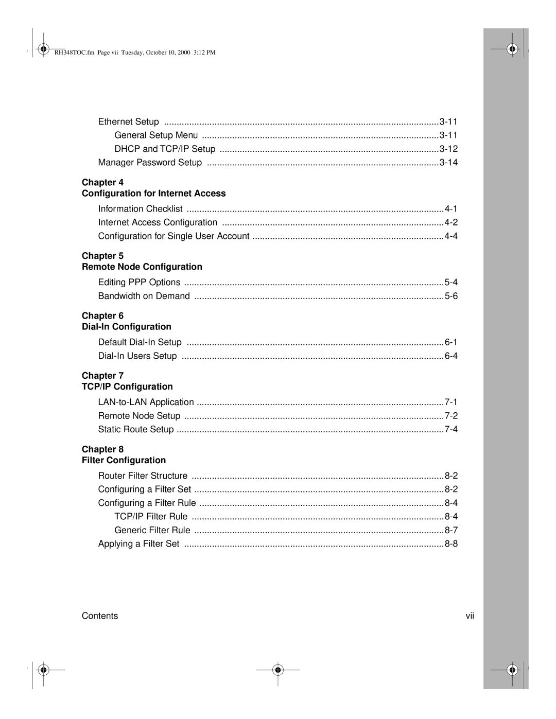 NETGEAR RT328 Chapter Conﬁguration for Internet Access, Chapter Remote Node Conﬁguration, Chapter Dial-In Conﬁguration 