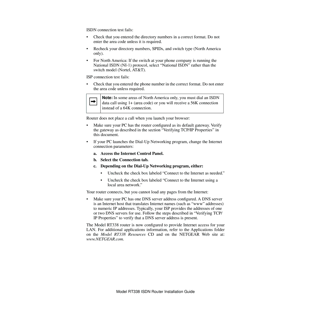 NETGEAR manual Model RT338 Isdn Router Installation Guide 