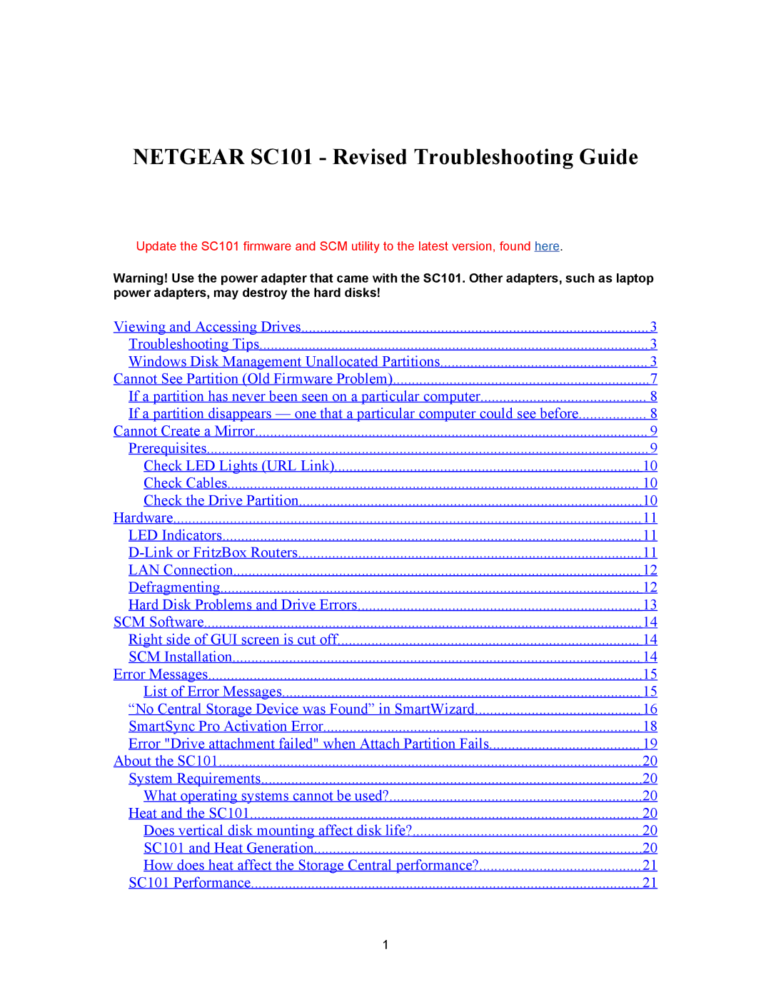 NETGEAR manual Netgear SC101 Revised Troubleshooting Guide 