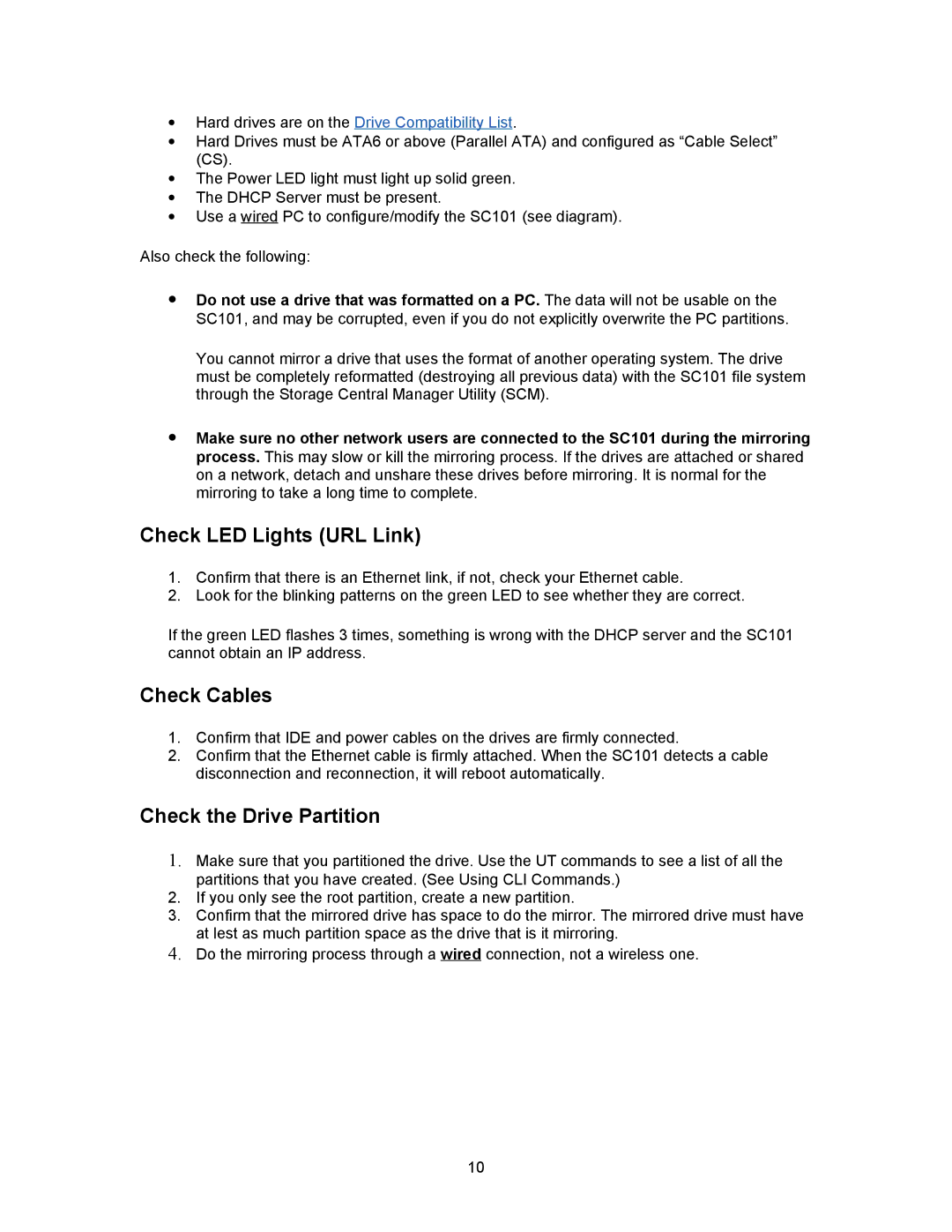 NETGEAR SC101 manual Check LED Lights URL Link 