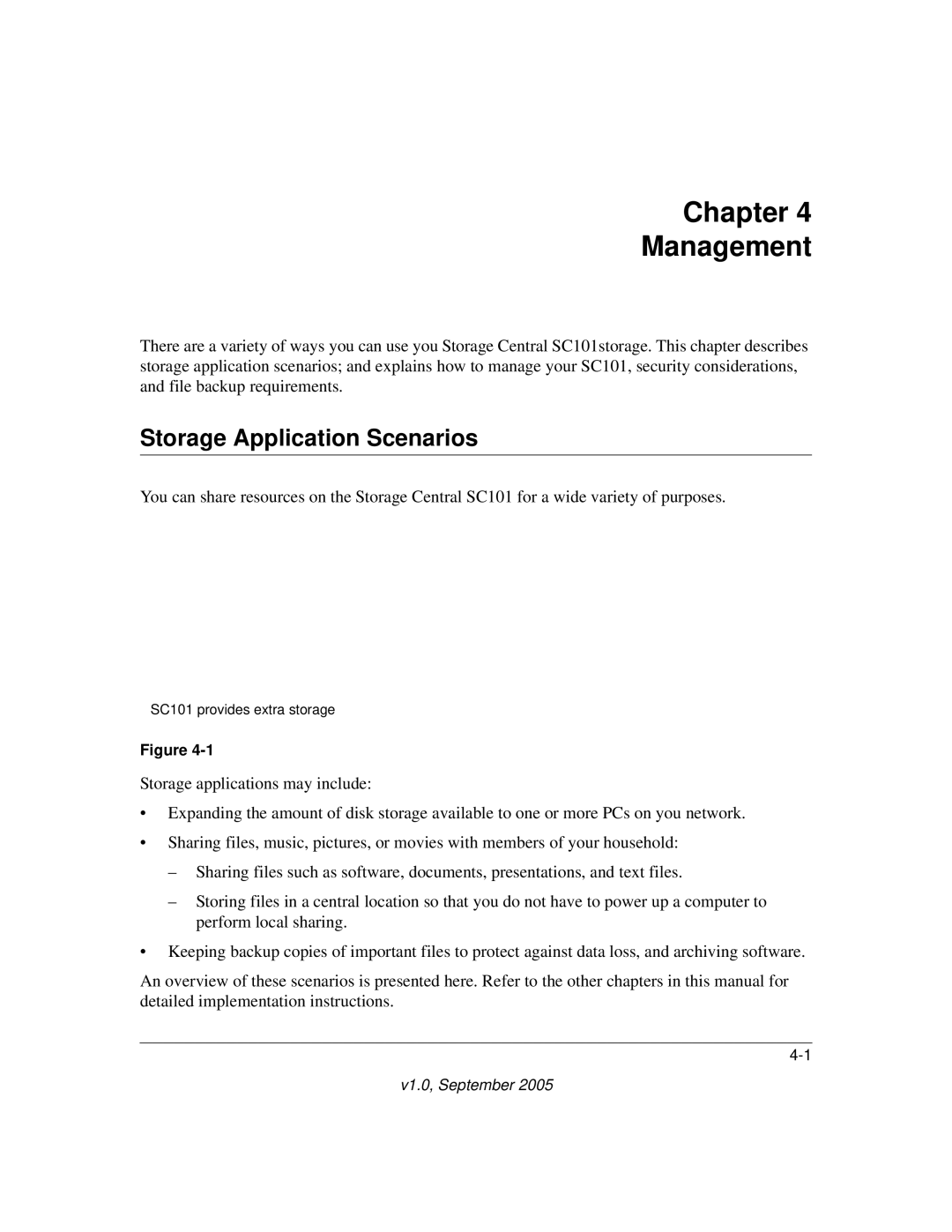 NETGEAR SC101 manual Chapter Management, Storage Application Scenarios 