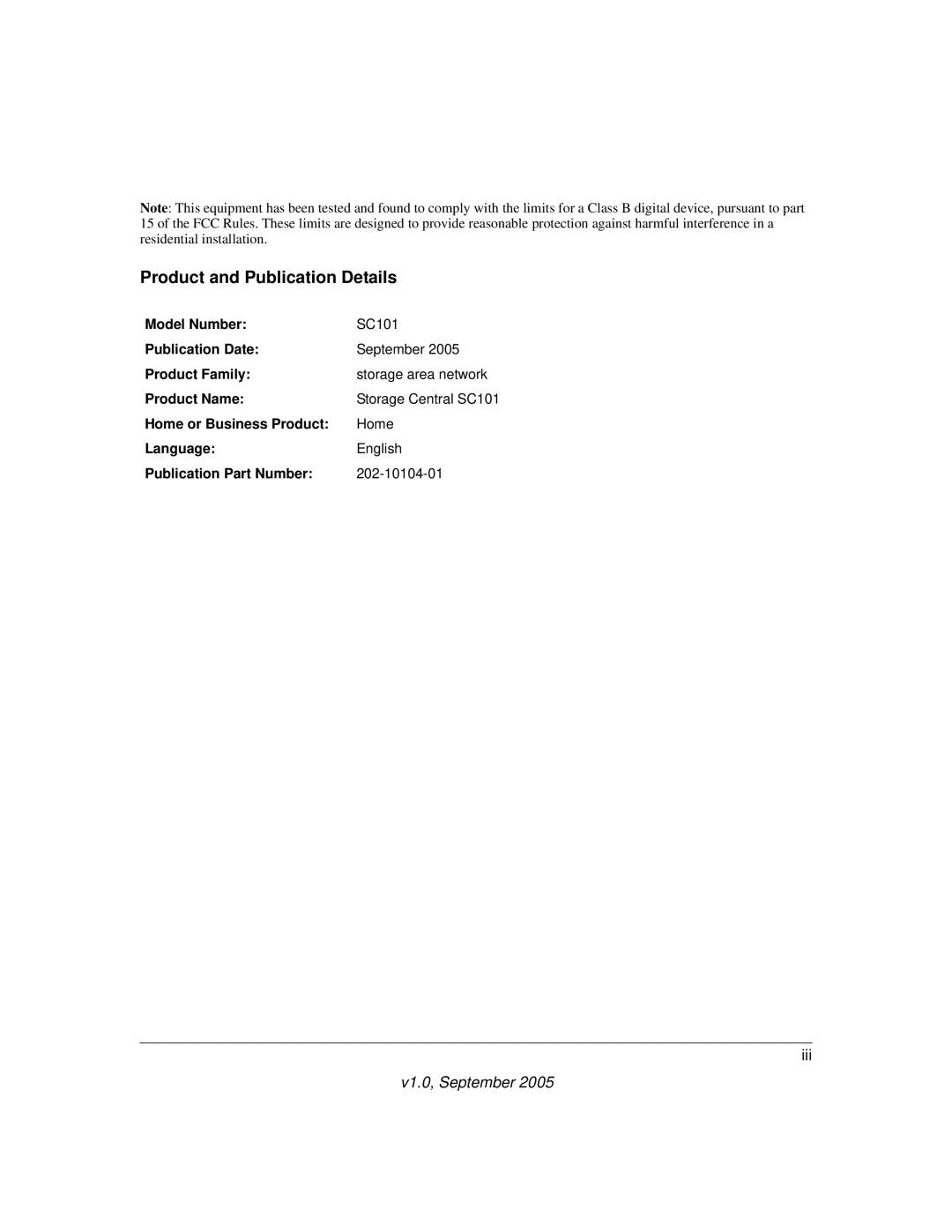 NETGEAR SC101 manual Product and Publication Details 