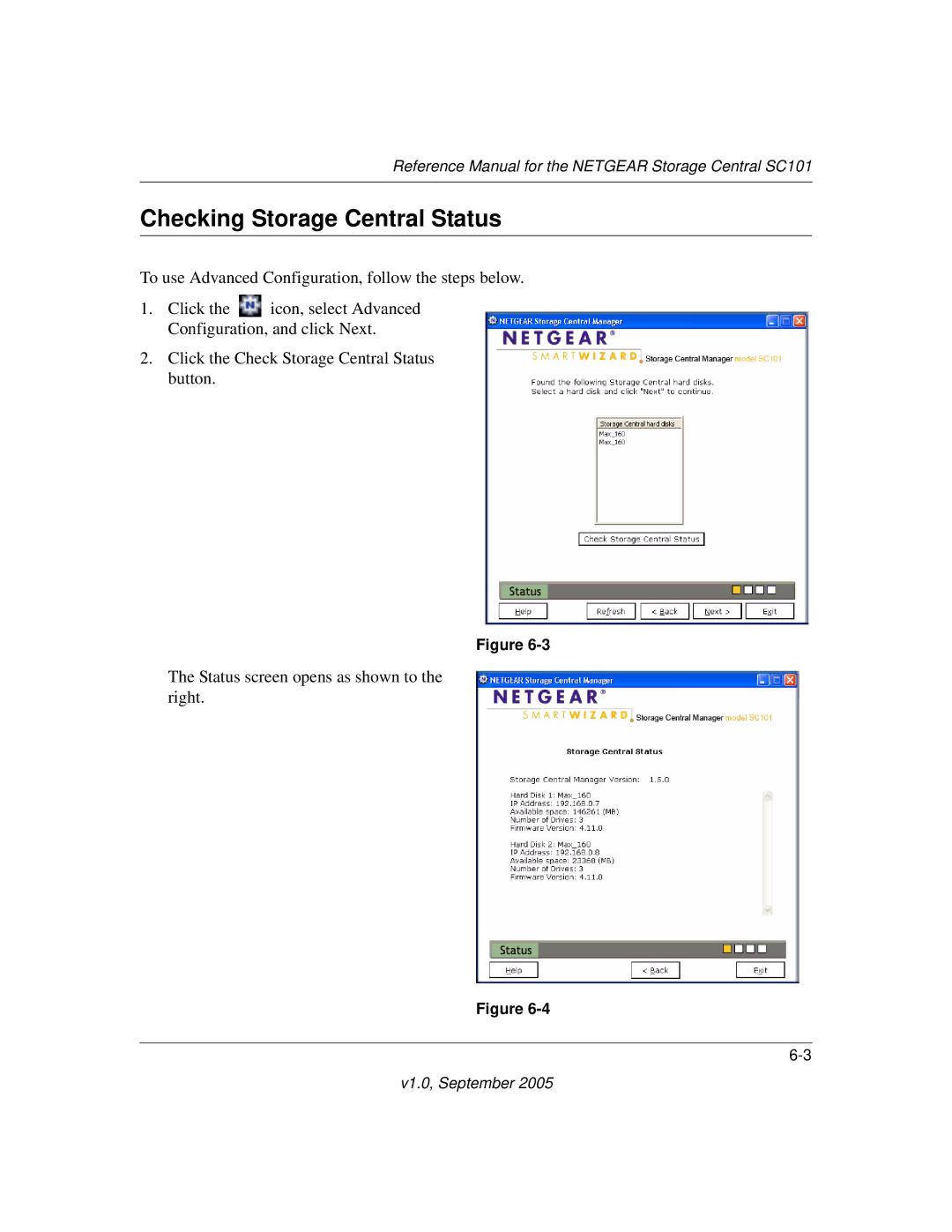 NETGEAR SC101 manual Checking Storage Central Status 