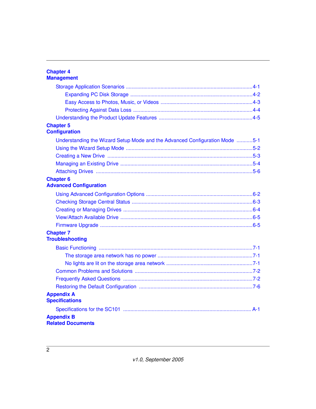 NETGEAR SC101 manual Appendix a Specifications 