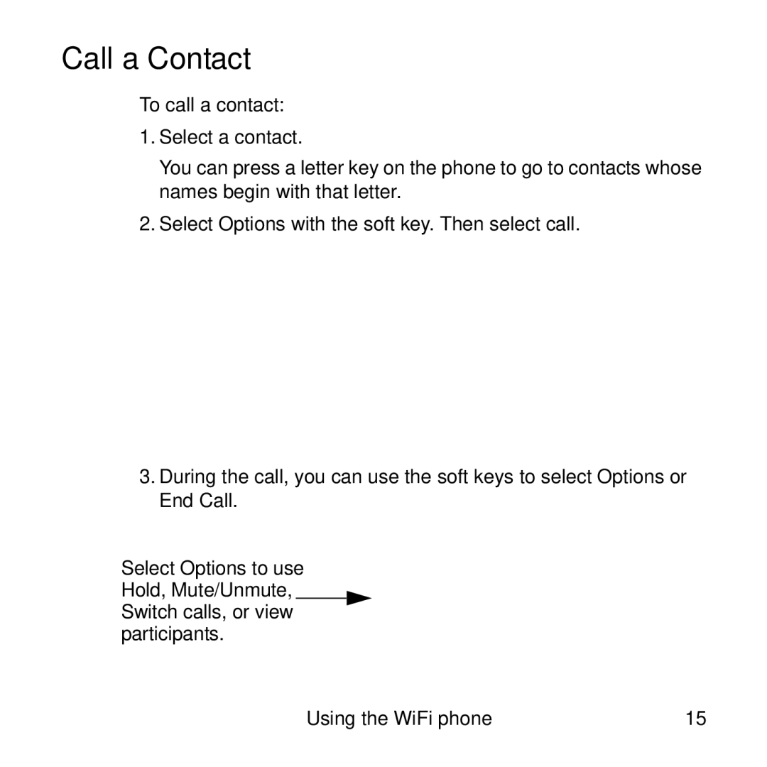 NETGEAR SPH101 manual Call a Contact 