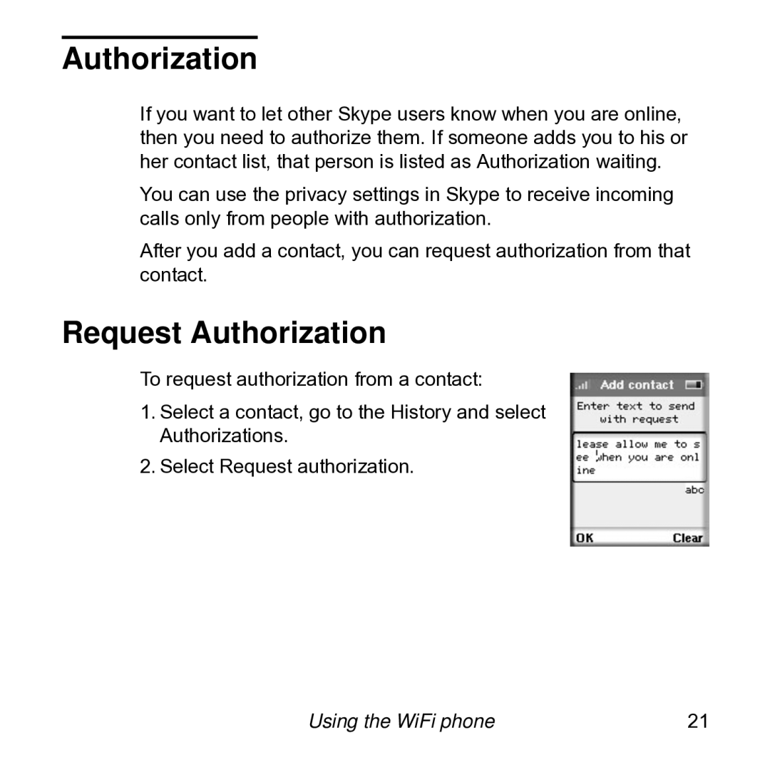 NETGEAR SPH101 manual Request Authorization 