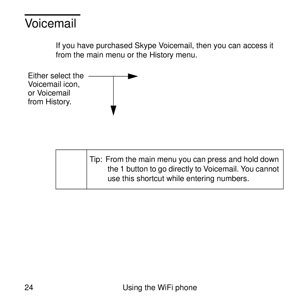 NETGEAR SPH101 manual Voicemail 