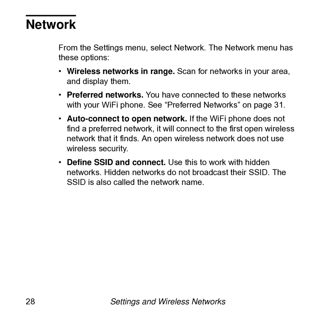 NETGEAR SPH101 manual Network 