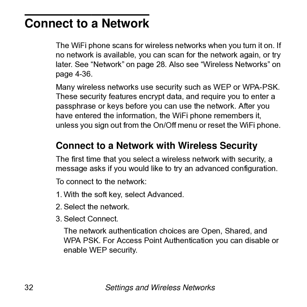 NETGEAR SPH101 manual Connect to a Network with Wireless Security 