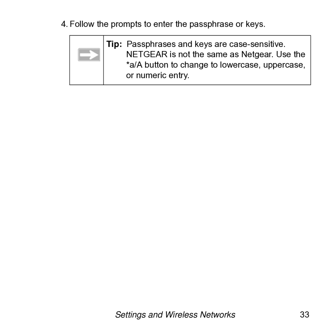 NETGEAR SPH101 manual Settings and Wireless Networks 