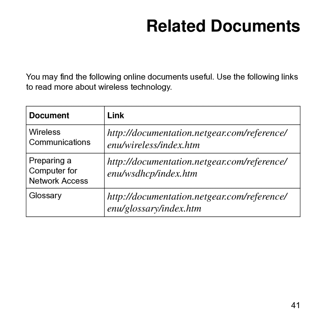 NETGEAR SPH101 manual Related Documents, Document Link 