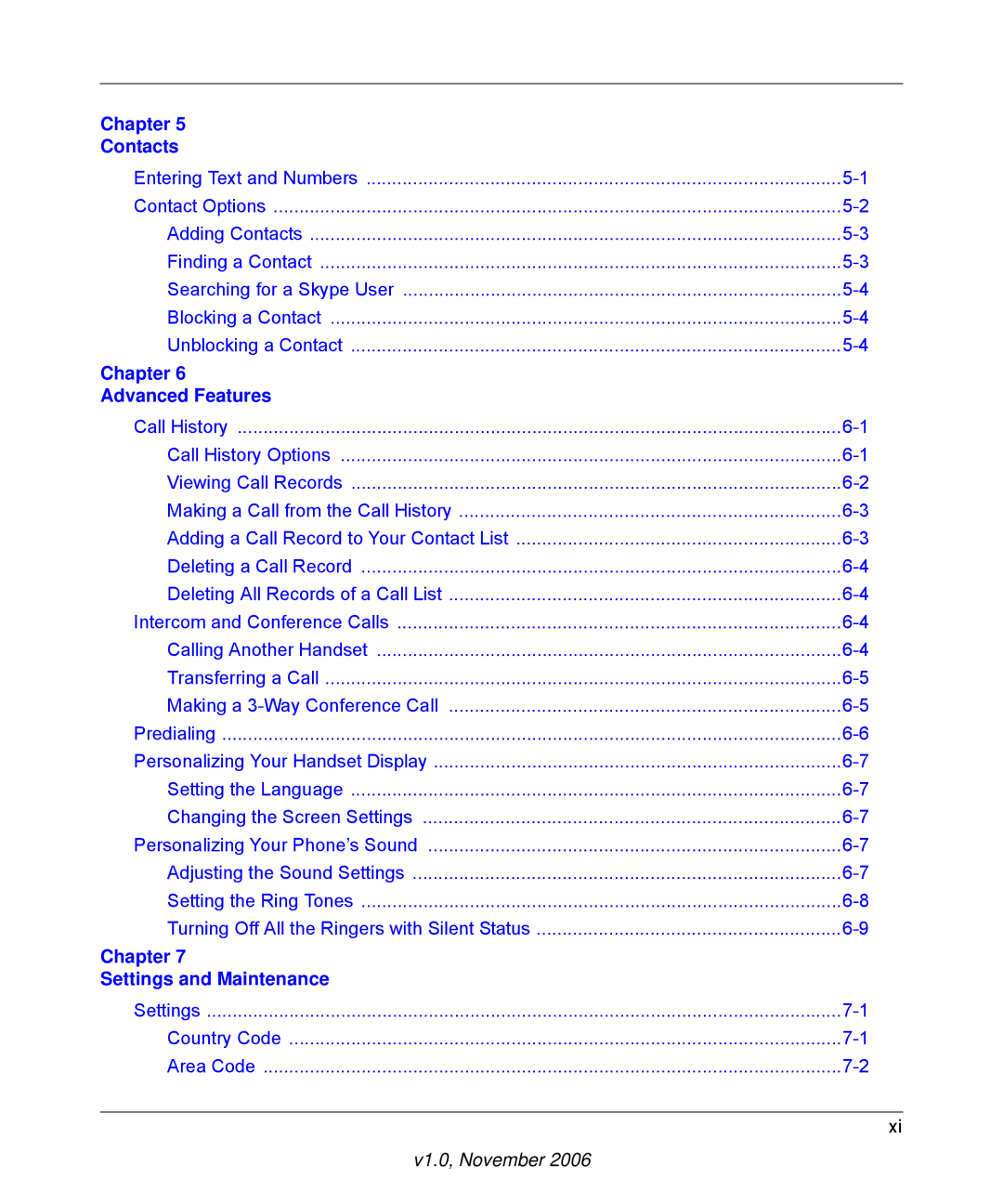 NETGEAR SPH200D user manual Chapter Contacts 